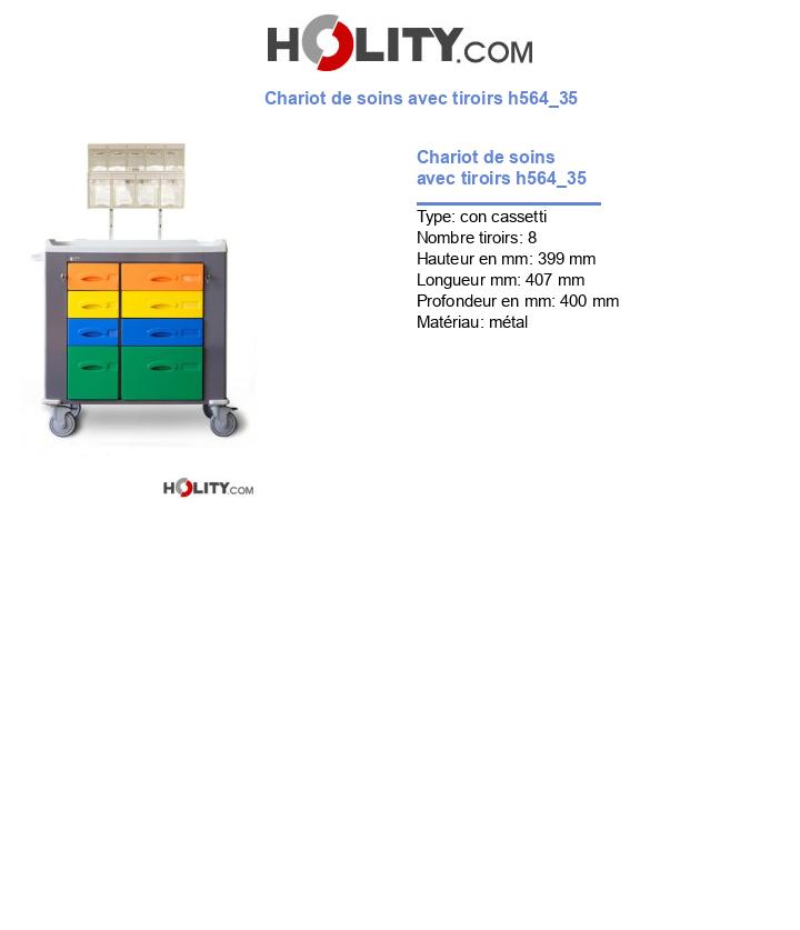 Chariot de soins avec tiroirs h564_35
