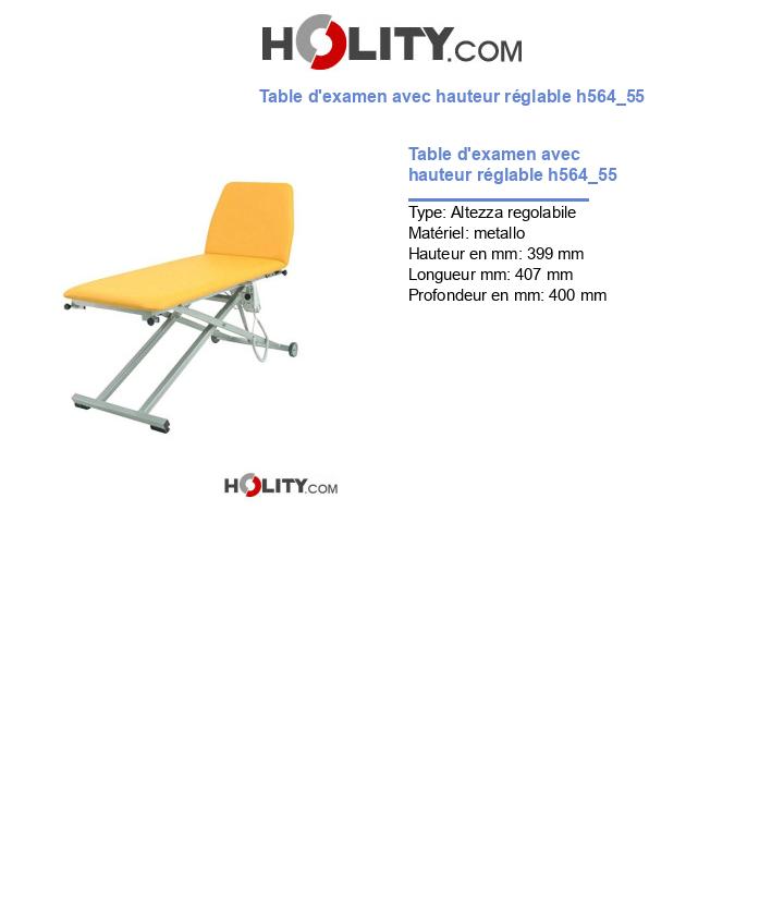 Table d'examen avec hauteur réglable h564_55
