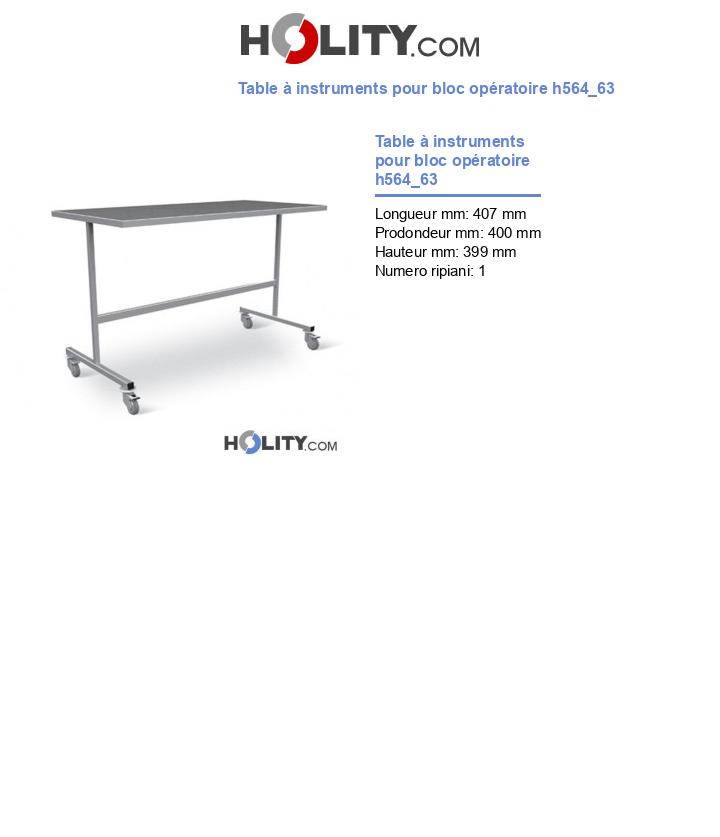 Table à instruments pour bloc opératoire h564_63