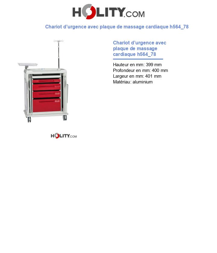 Chariot d’urgence avec plaque de massage cardiaque h564_78