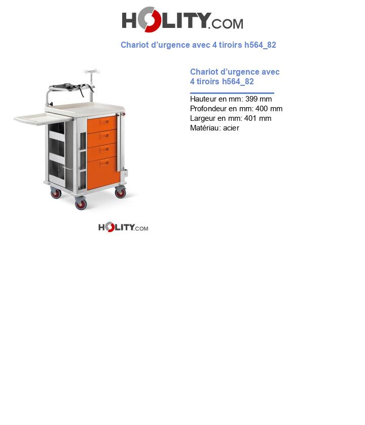 Chariot d’urgence avec 4 tiroirs h564_82