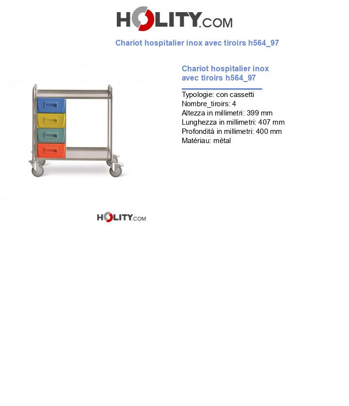 Chariot hospitalier inox avec tiroirs h564_97