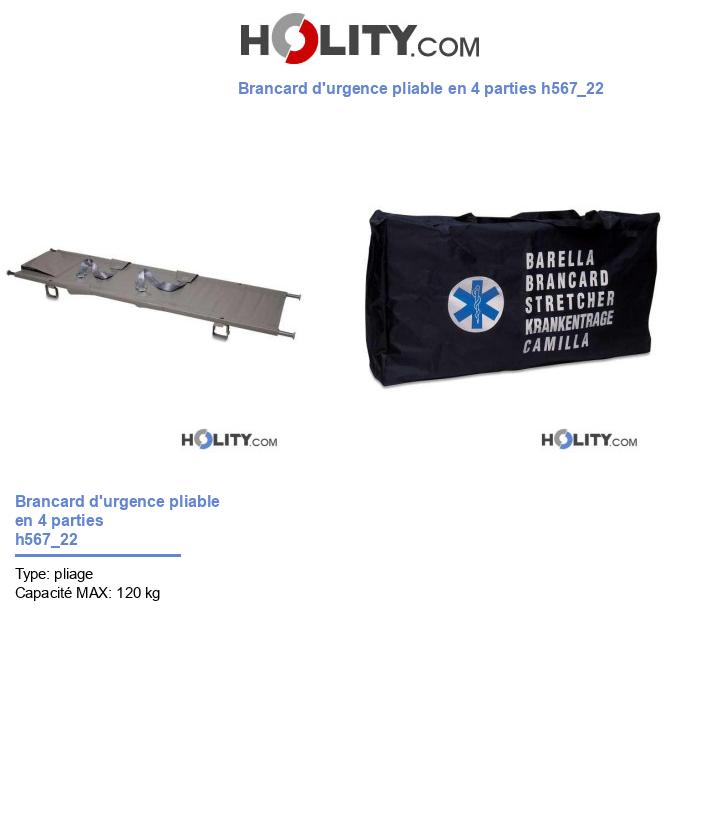 Brancard d'urgence pliable en 4 parties h567_22