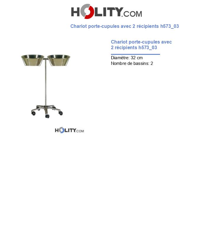 Chariot porte-cupules avec 2 récipients h573_03