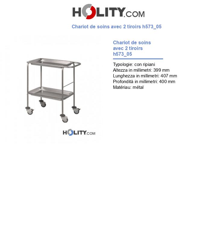 Chariot de soins avec 2 tiroirs h573_05