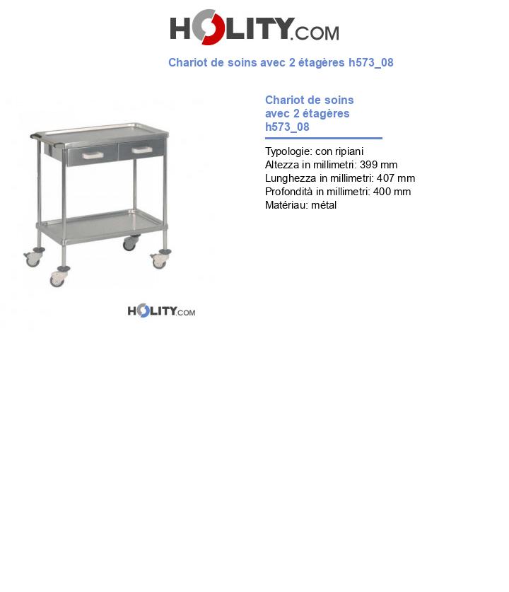 Chariot de soins avec 2 étagères h573_08