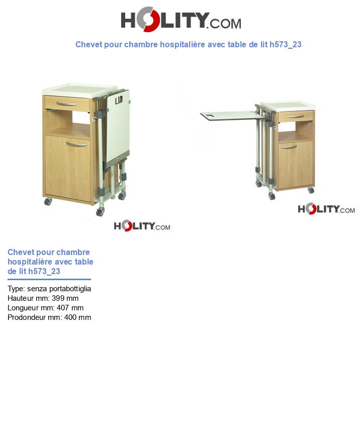 Chevet pour chambre hospitalière avec table de lit h573_23