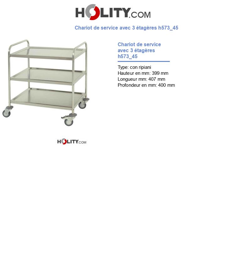 Chariot de service avec 3 étagères h573_45