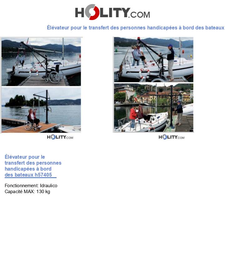 Élévateur pour le transfert des personnes handicapées à bord des bateaux h57405