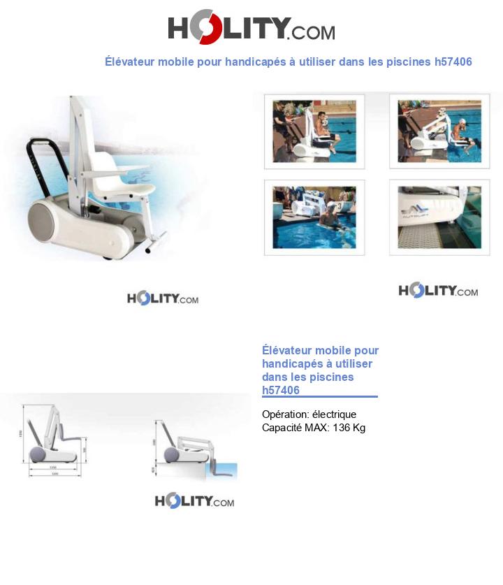 Élévateur mobile pour handicapés à utiliser dans les piscines h57406