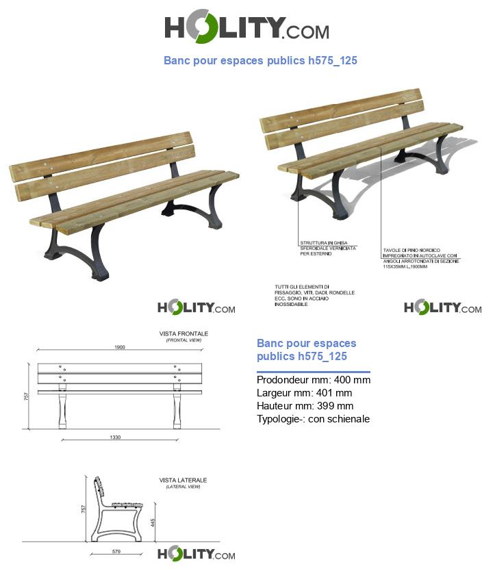 Banc pour espaces publics h575_125