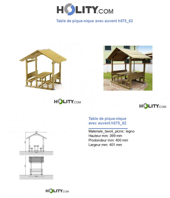 Table de pique-nique avec auvent h575_62