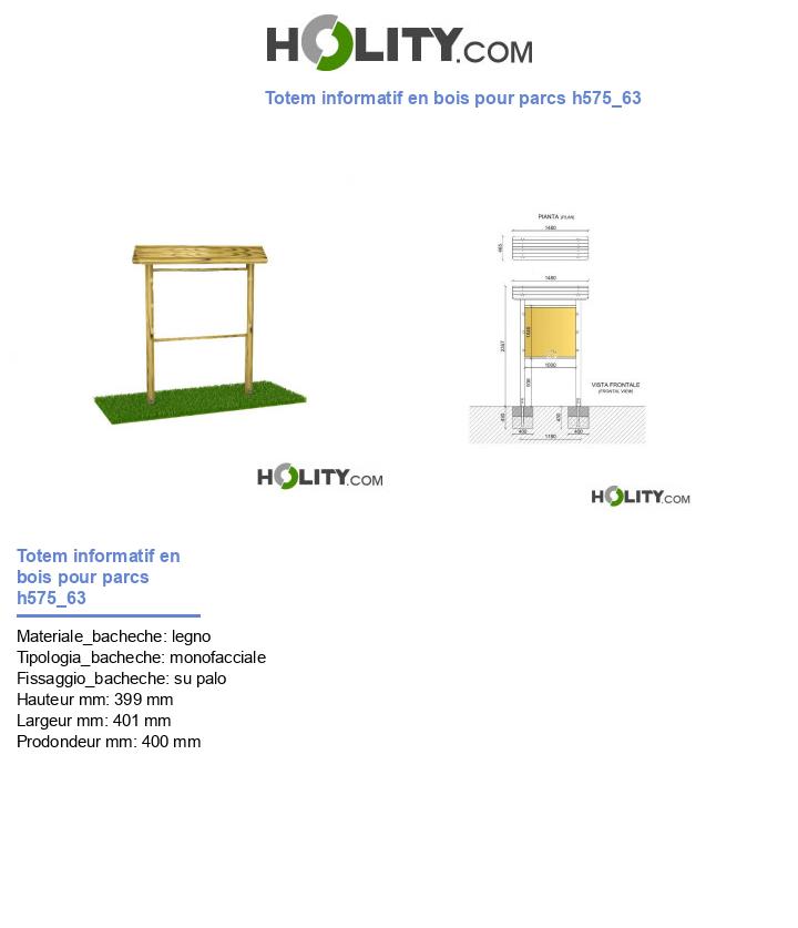 Totem informatif en bois pour parcs h575_63