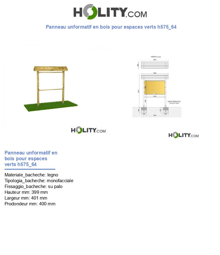 Panneau unformatif en bois pour espaces verts h575_64