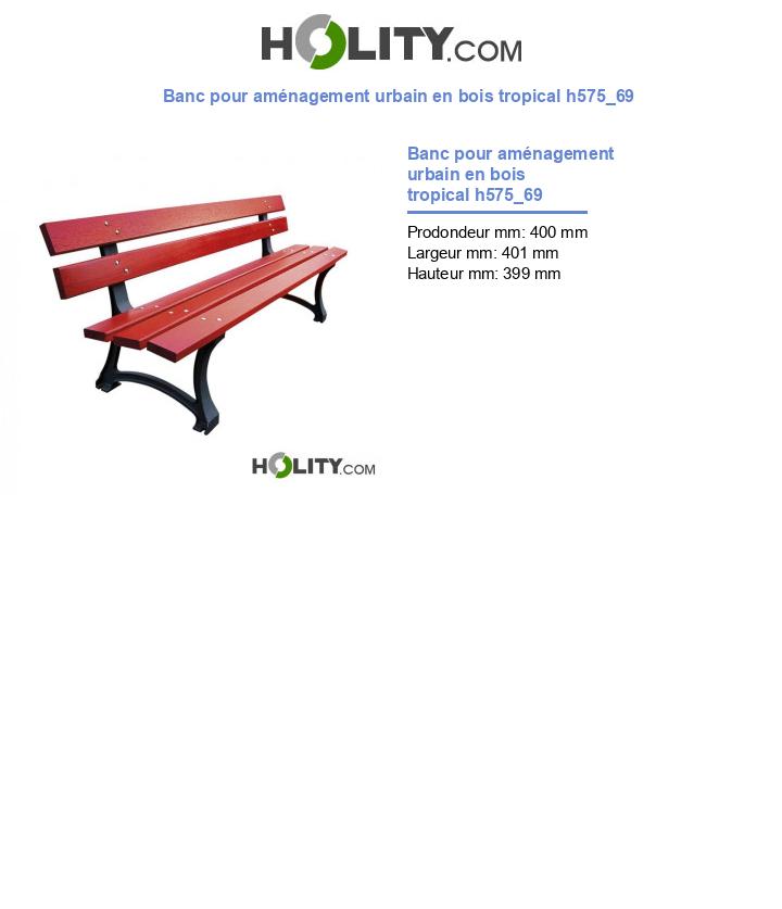 Banc pour aménagement urbain en bois tropical h575_69