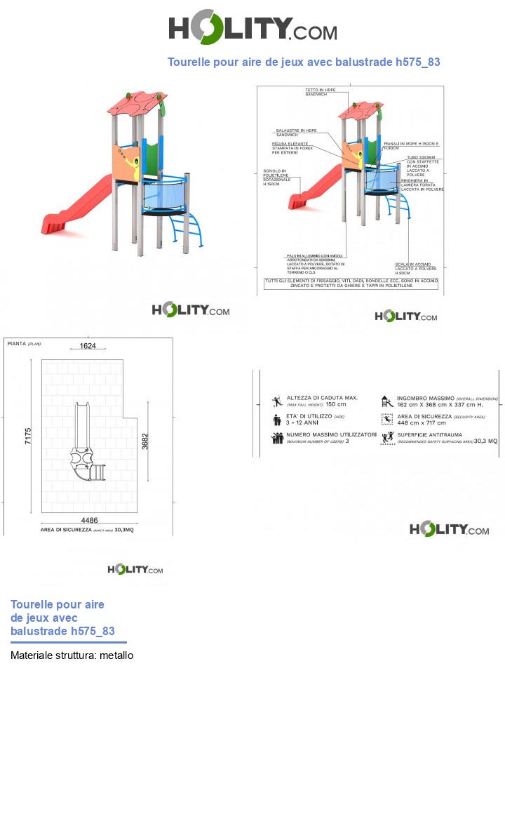 Tourelle pour aire de jeux avec balustrade h575_83