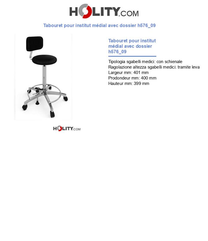 Tabouret pour institut médial avec dossier h576_09