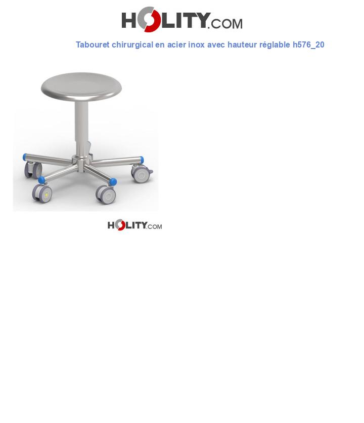 Tabouret chirurgical en acier inox avec hauteur réglable h576_20