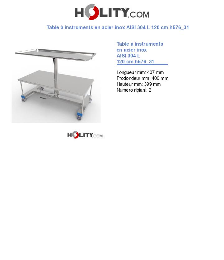 Table à instruments en acier inox AISI 304 L 120 cm h576_31