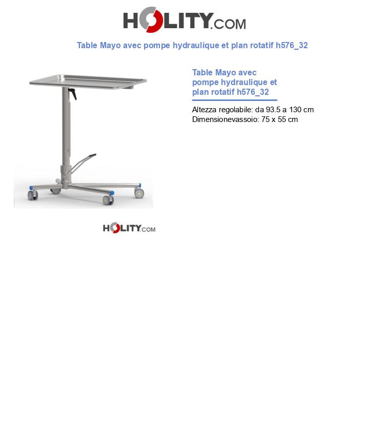 Table Mayo avec pompe hydraulique et plan rotatif h576_32