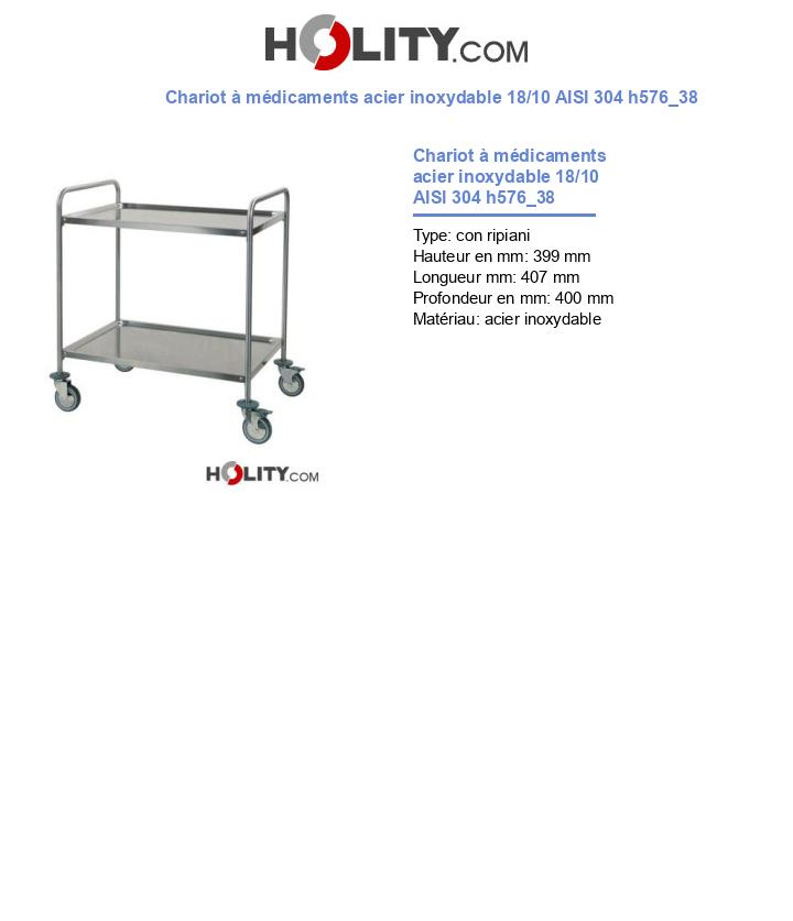 Chariot à médicaments acier inoxydable 18/10 AISI 304 h576_38