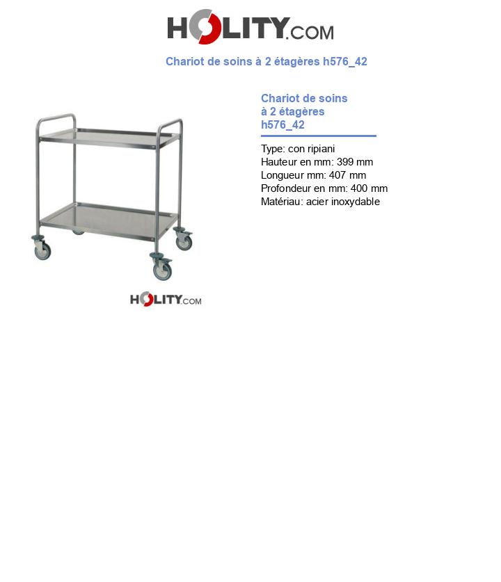 Chariot de soins à 2 étagères h576_42