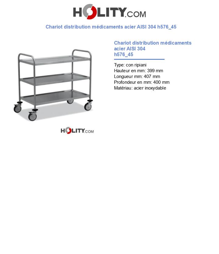 Chariot distribution médicaments acier AISI 304 h576_45