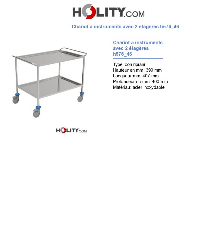 Chariot à instruments avec 2 étagères h576_46