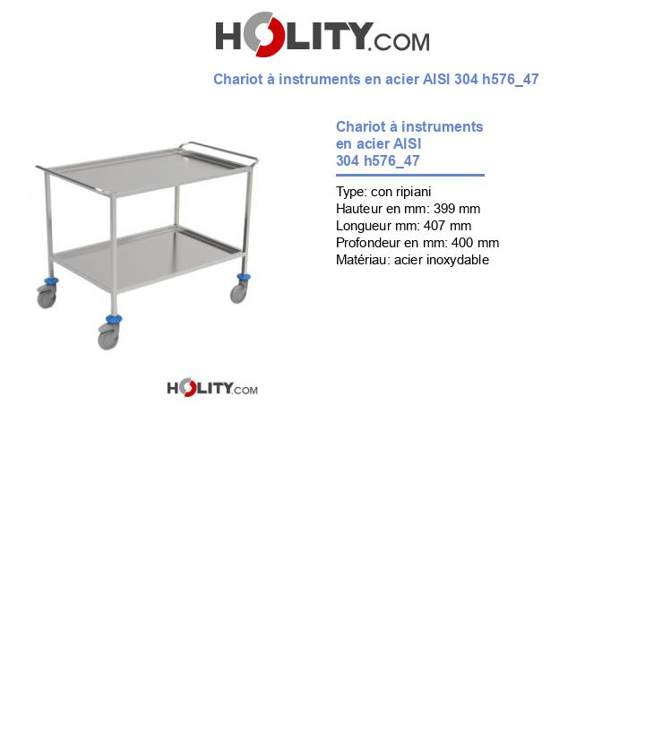 Chariot à instruments en acier AISI 304 h576_47