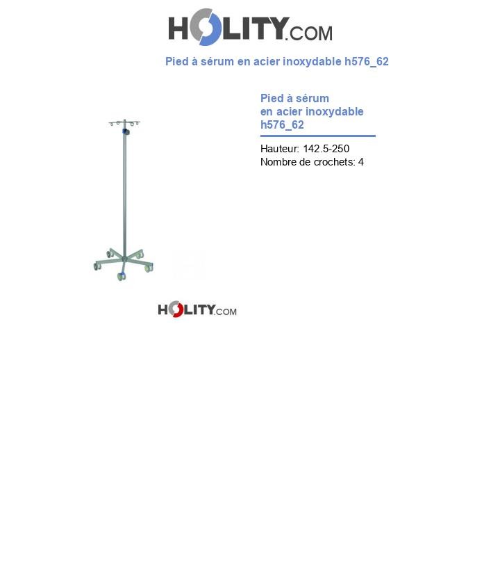 Pied à sérum en acier inoxydable h576_62