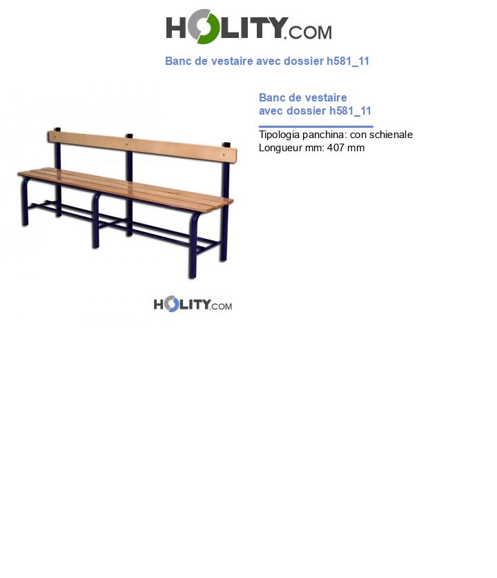 Banc de vestaire avec dossier h581_11