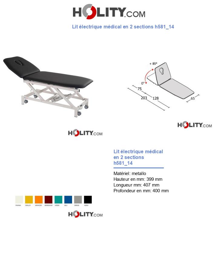 Lit électrique médical en 2 sections h581_14