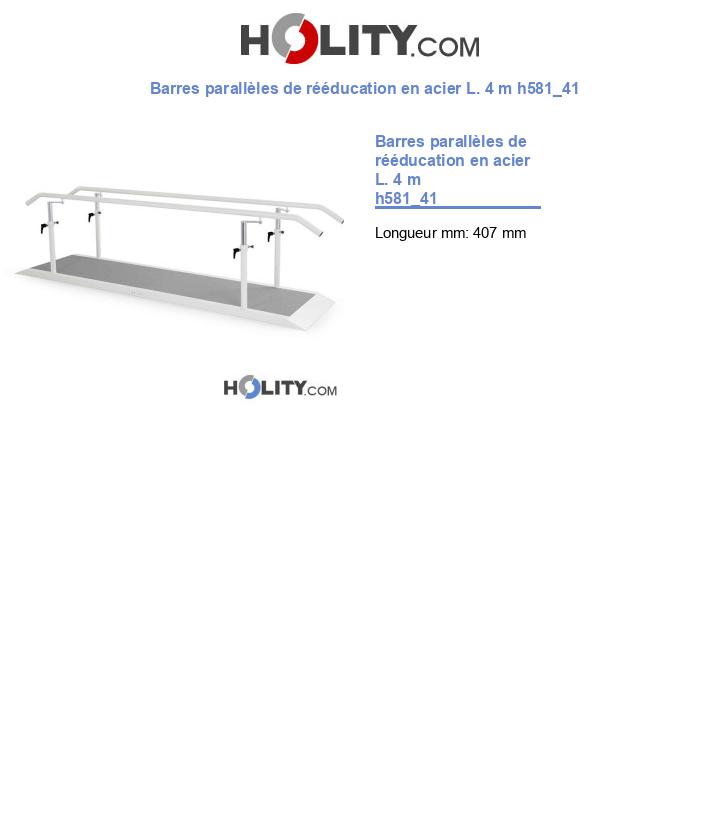Barres parallèles de rééducation en acier L. 4 m h581_41