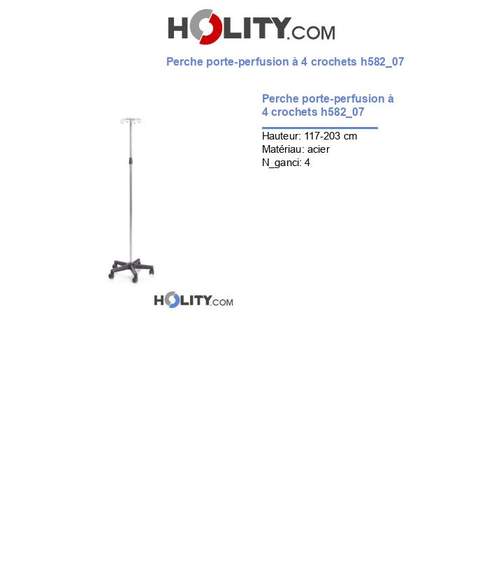 Perche porte-perfusion à 4 crochets h582_07