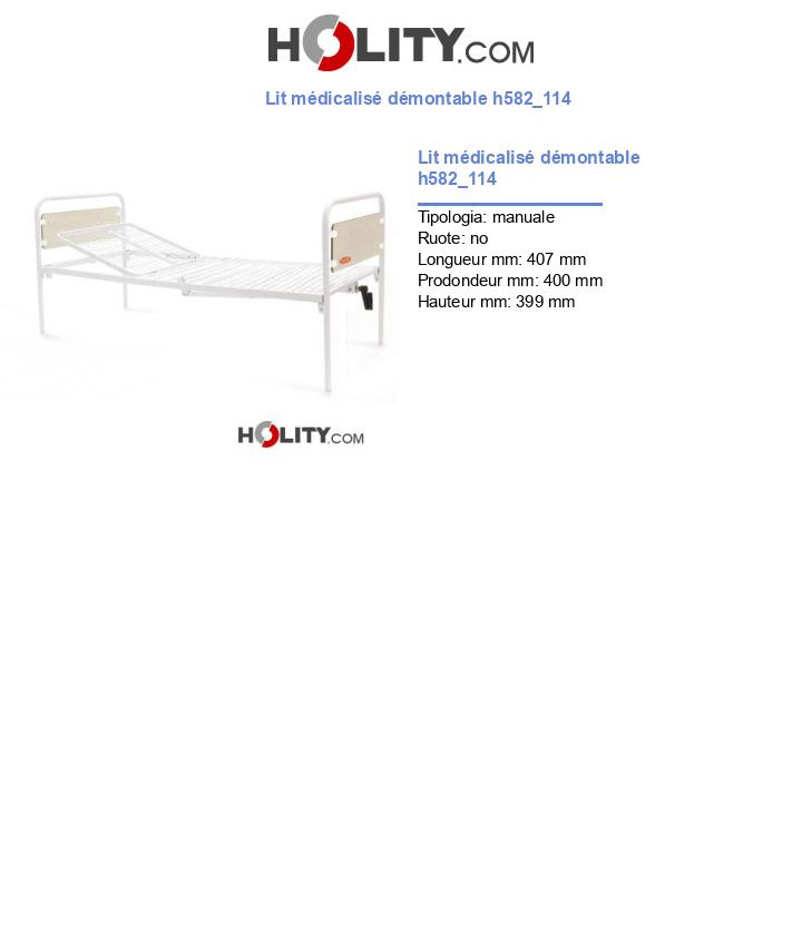 Lit médicalisé démontable h582_114