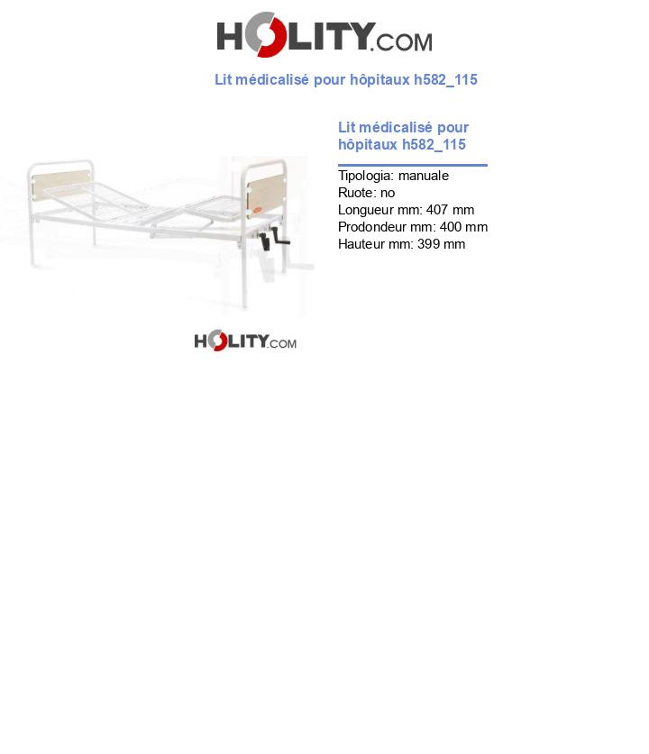 Lit médicalisé pour hôpitaux h582_115
