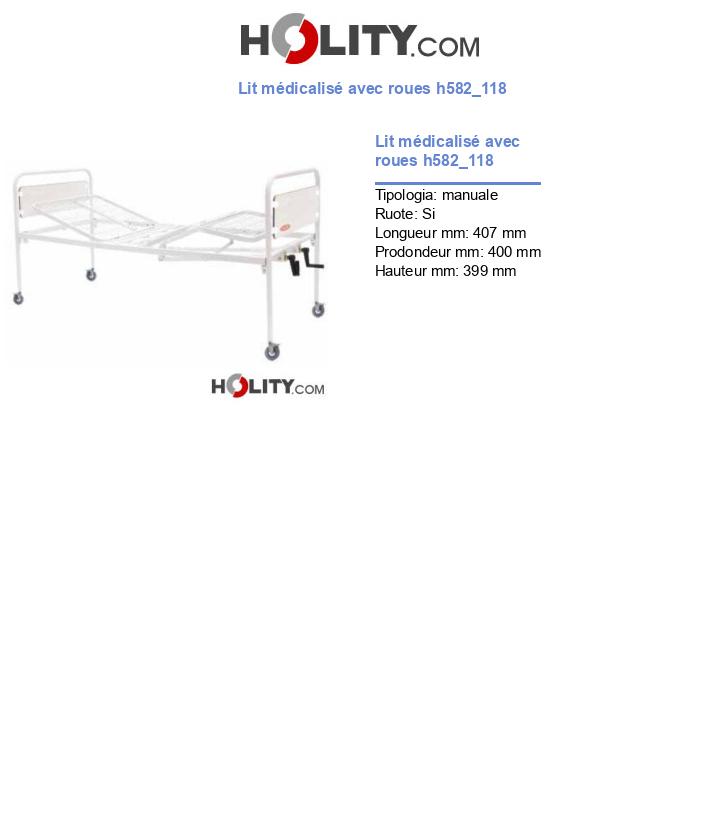 Lit médicalisé avec roues h582_118