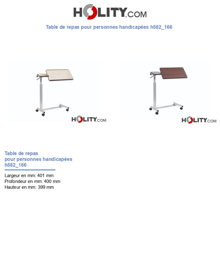 Table de repas pour personnes handicapées h582_166