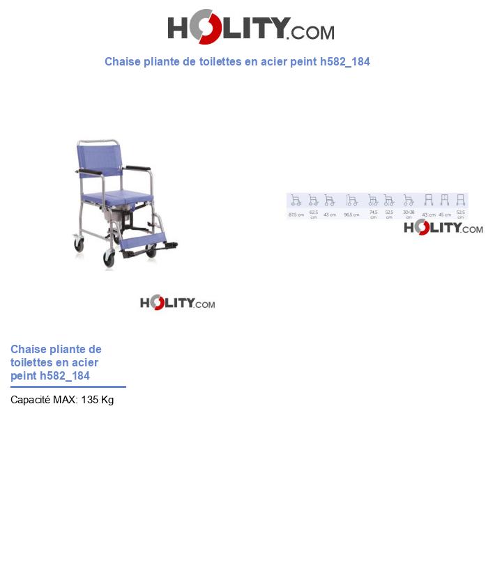 Chaise pliante de toilettes en acier peint h582_184