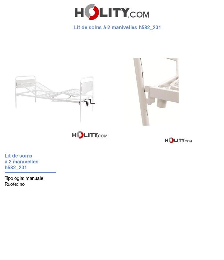 Lit de soins à 2 manivelles h582_231