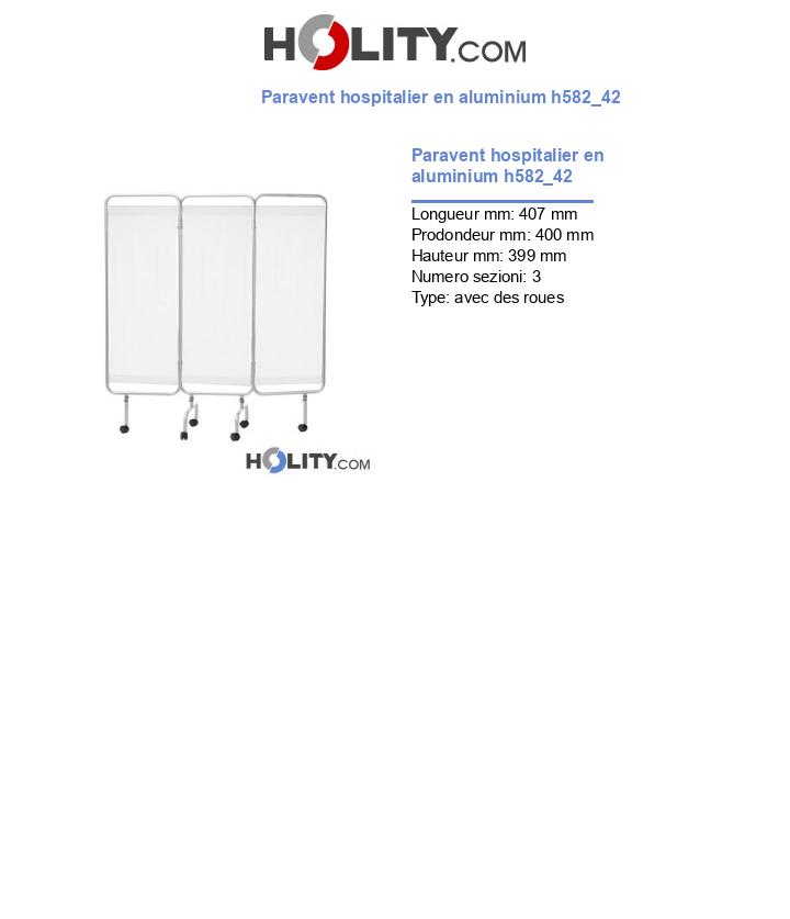 Paravent hospitalier en aluminium h582_42