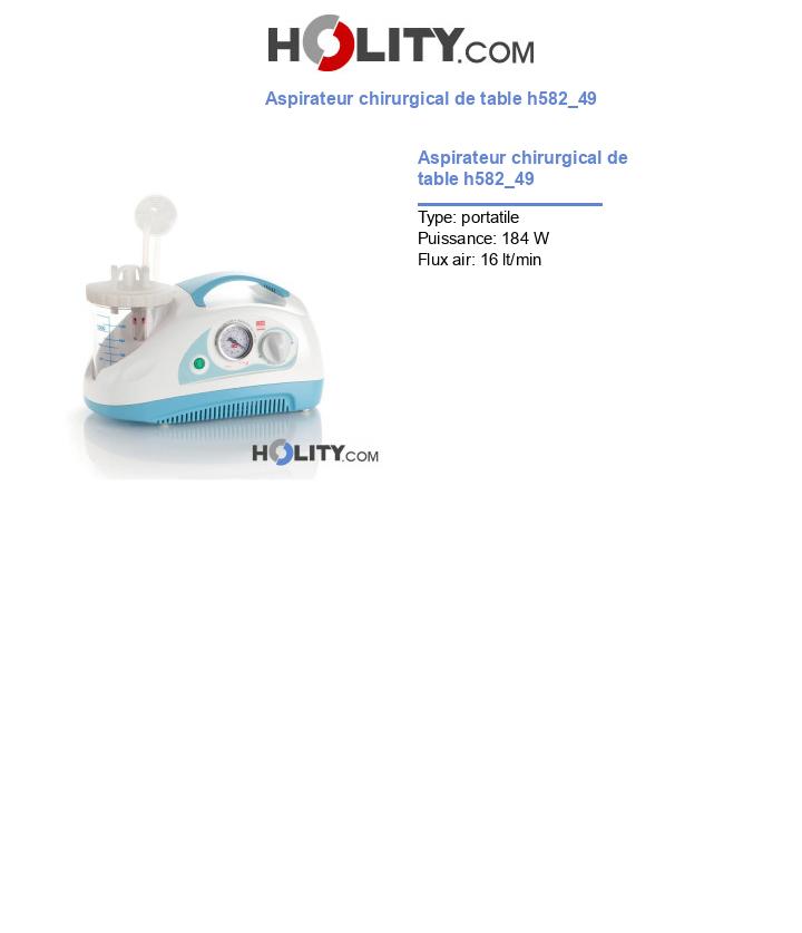 Aspirateur chirurgical de table h582_49