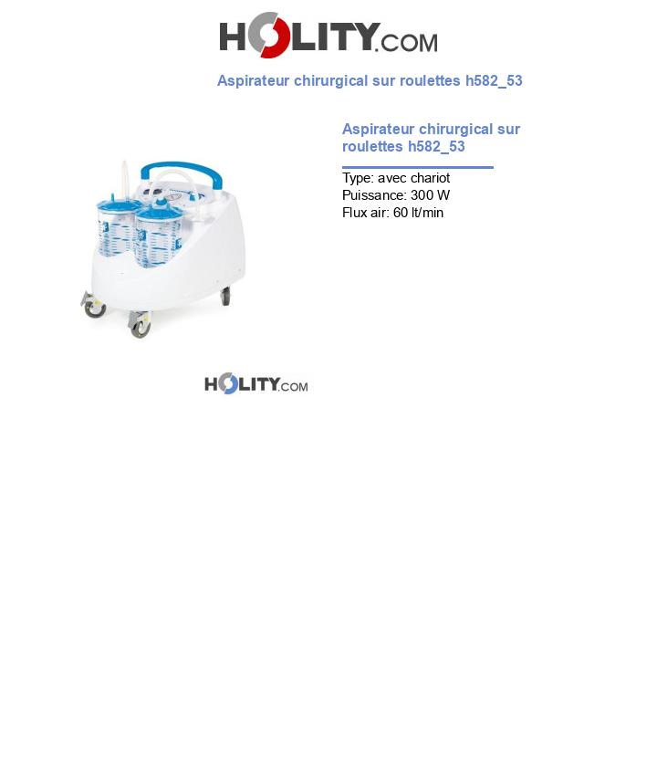 Aspirateur chirurgical sur roulettes h582_53