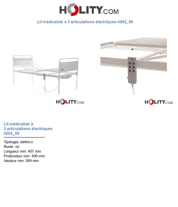 Lit médicalisé à 3 articulations électriques h582_59