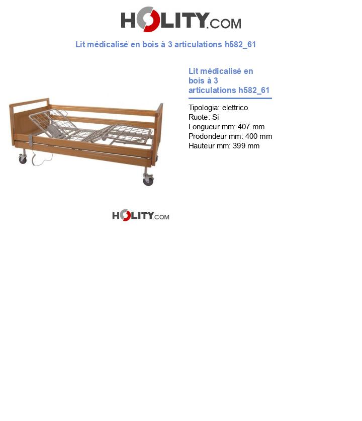 Lit médicalisé en bois à 3 articulations h582_61