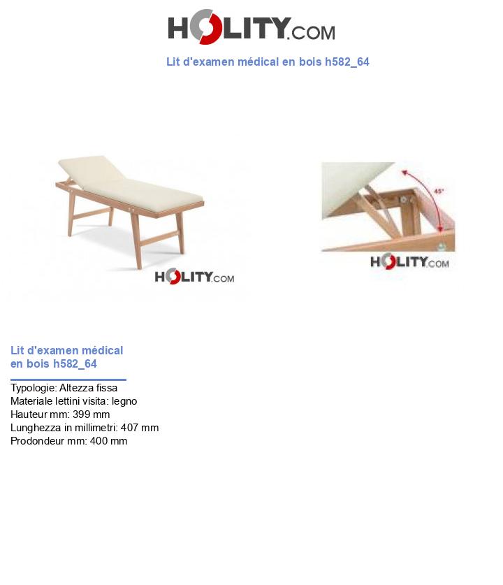 Lit d'examen médical en bois h582_64