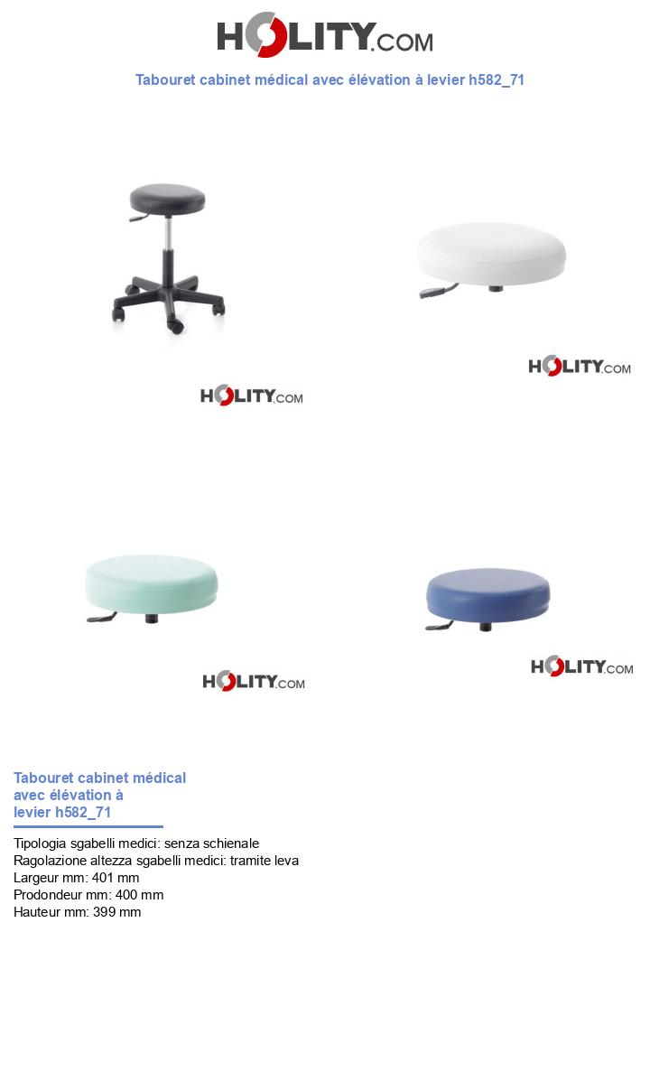 Tabouret cabinet médical avec élévation à levier h582_71