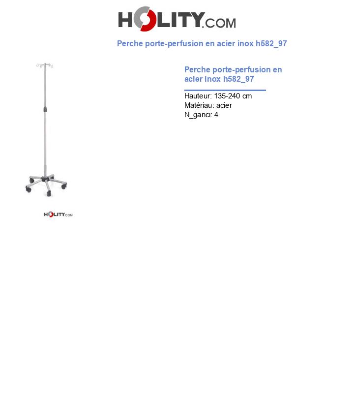 Perche porte-perfusion en acier inox h582_97