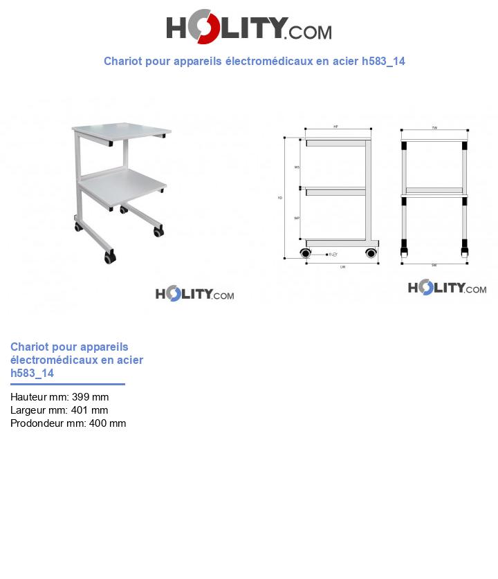 Chariot pour appareils électromédicaux en acier h583_14