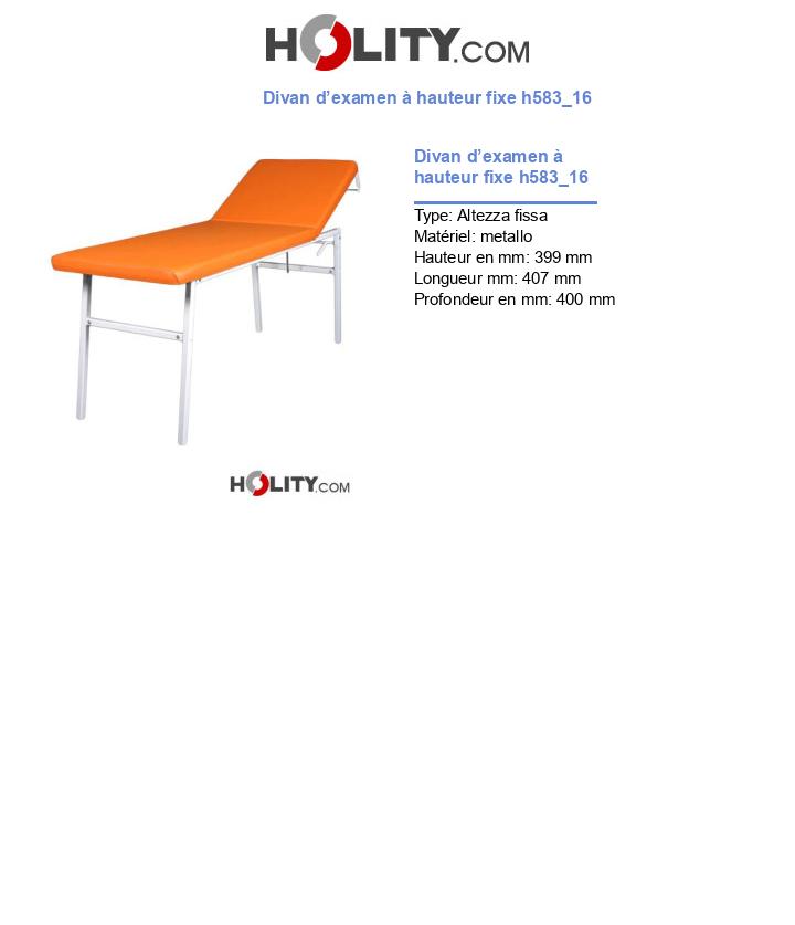 Divan d’examen à hauteur fixe h583_16